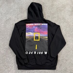 National Geographic Hoodie Mens S Black New Mexico Graphic Pullover Fleece